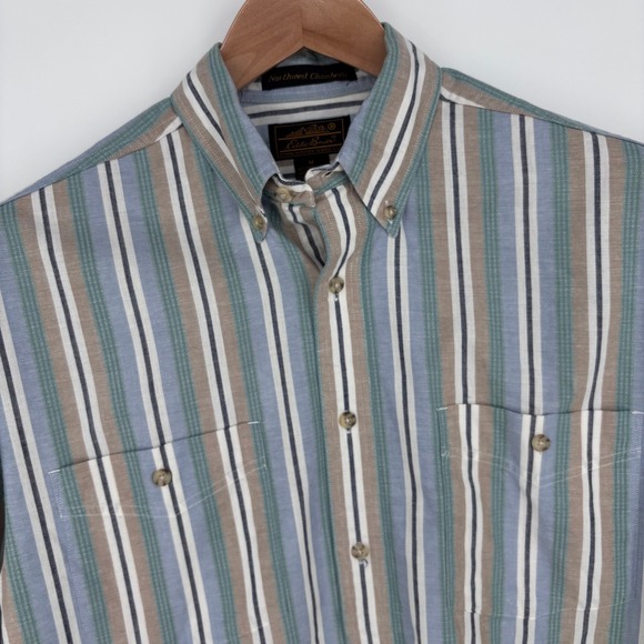 Eddie Bauer Other - Vintage Eddie Bauer Short Sleeve Northwest Chambray Shirt Mens M Blue Striped